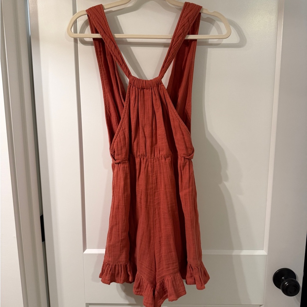 Nordstrom BP Rust Ruffle Romper Size XS - Picture 7 of 9